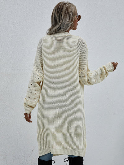 Horizontal Ribbing Open Front Duster Cardigan - SHE BADDY© ONLINE WOMEN FASHION & CLOTHING STORE