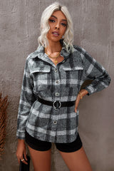 Plaid Raglan Sleeve Shirt Jacket with Breast Pockets - SHE BADDY© ONLINE WOMEN FASHION & CLOTHING STORE