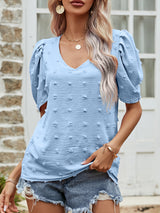 Swiss Dot Short Puff Sleeve Top - SHE BADDY© ONLINE WOMEN FASHION & CLOTHING STORE