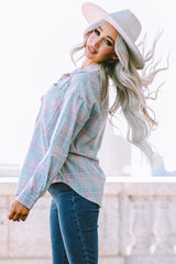 Plaid Button-Up Dropped Shoulder Shirt - SHE BADDY© ONLINE WOMEN FASHION & CLOTHING STORE