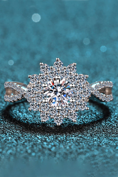 Moissanite Flower-Shape Split Shank Ring - SHE BADDY© ONLINE WOMEN FASHION & CLOTHING STORE