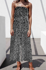 Printed Strapless Tie Waist Wide Leg Jumpsuit - SHE BADDY© ONLINE WOMEN FASHION & CLOTHING STORE