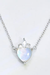 925 Sterling Silver Moonstone Heart Pendant Necklace - SHE BADDY© ONLINE WOMEN FASHION & CLOTHING STORE
