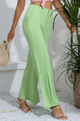 Slit High-Rise Flare Pants - SHE BADDY© ONLINE WOMEN FASHION & CLOTHING STORE