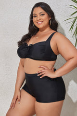 Plus Size Drawstring Detail Two-Piece Swimsuit - SHE BADDY© ONLINE WOMEN FASHION & CLOTHING STORE