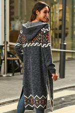 Bohemian Slit Hooded Duster Cardigan - SHE BADDY© ONLINE WOMEN FASHION & CLOTHING STORE