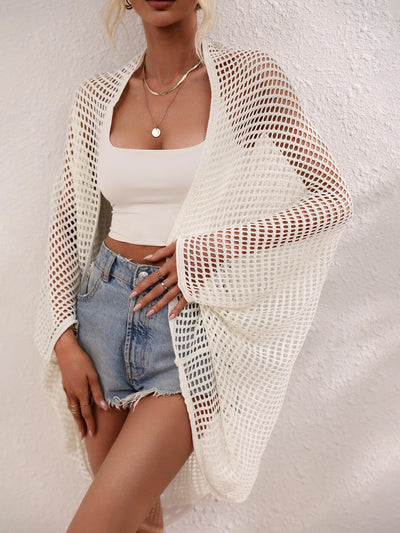 Openwork Open Front Longline Cover Up - SHE BADDY© ONLINE WOMEN FASHION & CLOTHING STORE
