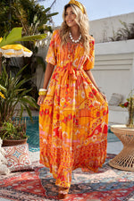 Bohemian Tie-Waist Tiered Maxi Dress - SHE BADDY© ONLINE WOMEN FASHION & CLOTHING STORE