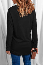 Heart V-Neck Long Sleeve Tee - SHE BADDY© ONLINE WOMEN FASHION & CLOTHING STORE