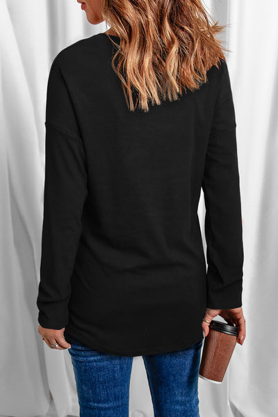 Heart V-Neck Long Sleeve Tee - SHE BADDY© ONLINE WOMEN FASHION & CLOTHING STORE