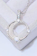 Inlaid Zircon and Natural Moonstone Pendant Necklace - SHE BADDY© ONLINE WOMEN FASHION & CLOTHING STORE