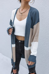 Color Block Dropped Shoulder Cardigan - SHE BADDY© ONLINE WOMEN FASHION & CLOTHING STORE