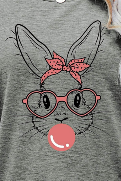 Easter Bunny Graphic Round Neck T-Shirt - SHE BADDY© ONLINE WOMEN FASHION & CLOTHING STORE