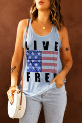 LIVE FREE Stars and Stripes Graphic Tank - SHE BADDY© ONLINE WOMEN FASHION & CLOTHING STORE