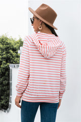 Horizontal Stripe Raglan Sleeve Hoodie - SHE BADDY© ONLINE WOMEN FASHION & CLOTHING STORE