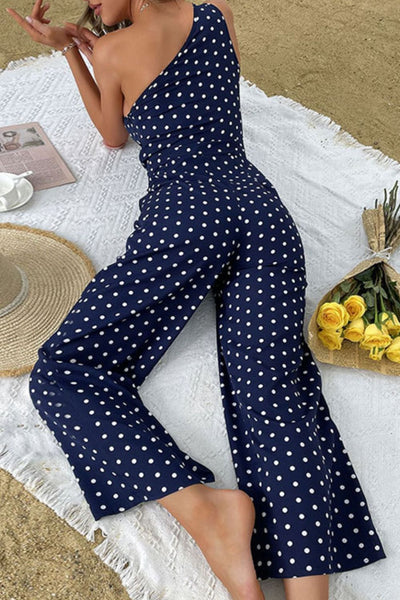 Polka Dot One-Shoulder Jumpsuit - SHE BADDY© ONLINE WOMEN FASHION & CLOTHING STORE