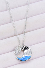 Opal and Zircon Wave Pendant Necklace - SHE BADDY© ONLINE WOMEN FASHION & CLOTHING STORE