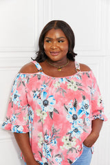 Sew In Love Full Size Fresh Take  Floral Cold-Shoulder Top - SHE BADDY© ONLINE WOMEN FASHION & CLOTHING STORE