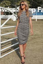 Leopard Ruched Bodycon Dress - SHE BADDY© ONLINE WOMEN FASHION & CLOTHING STORE