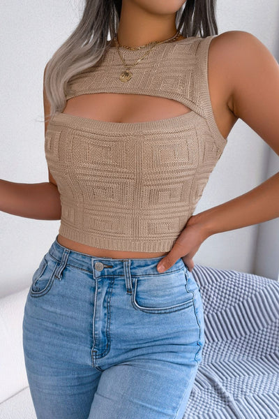 Cutout Sleeveless Knit Top - SHE BADDY© ONLINE WOMEN FASHION & CLOTHING STORE