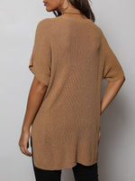 V-Neck Slit High-Low Knit Top - SHE BADDY© ONLINE WOMEN FASHION & CLOTHING STORE