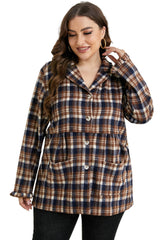 Plus Size Plaid Buttoned Collared Shacket - SHE BADDY© ONLINE WOMEN FASHION & CLOTHING STORE