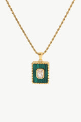 Square Pendant Twisted Chain Necklace - SHE BADDY© ONLINE WOMEN FASHION & CLOTHING STORE