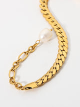 Thick Curb Stainless Steel Chain Bracelet with Pearl - SHE BADDY© ONLINE WOMEN FASHION & CLOTHING STORE