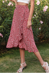 Ditsy Floral Asymmetrical Ruffled Skirt - SHE BADDY© ONLINE WOMEN FASHION & CLOTHING STORE
