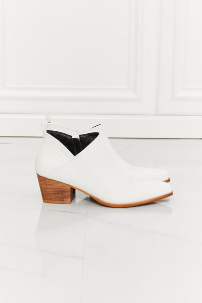 MMShoes Trust Yourself Embroidered Crossover Cowboy Bootie in White - SHE BADDY© ONLINE WOMEN FASHION & CLOTHING STORE