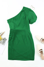 Tied One-Shoulder Puff Sleeve Dress - SHE BADDY© ONLINE WOMEN FASHION & CLOTHING STORE