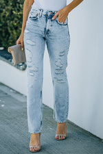 Acid Wash Distressed Jeans with Pockets - SHE BADDY© ONLINE WOMEN FASHION & CLOTHING STORE