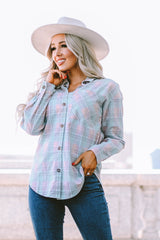 Plaid Button-Up Dropped Shoulder Shirt - SHE BADDY© ONLINE WOMEN FASHION & CLOTHING STORE