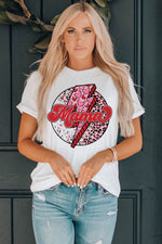 Leopard MAMA Graphic Cuffed Tee Shirt - SHE BADDY© ONLINE WOMEN FASHION & CLOTHING STORE