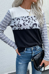 Mixed Print Round Neck Tee Shirt - SHE BADDY© ONLINE WOMEN FASHION & CLOTHING STORE