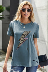 Leopard Lip Distressed T-Shirt - SHE BADDY© ONLINE WOMEN FASHION & CLOTHING STORE