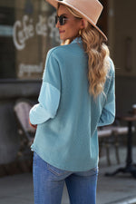 Waffle Knit Button Front Shirt with Breast Pockets - SHE BADDY© ONLINE WOMEN FASHION & CLOTHING STORE
