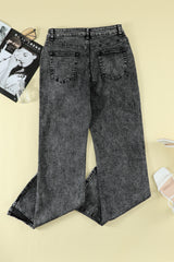 Slit Flare Jeans - SHE BADDY© ONLINE WOMEN FASHION & CLOTHING STORE