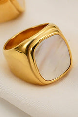 Stainless Steel 18K Gold-Plated Inlaid Shell Ring - SHE BADDY© ONLINE WOMEN FASHION & CLOTHING STORE