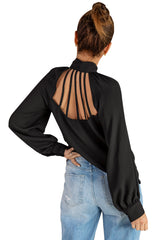 Tie Neck Strappy Back Shirt - SHE BADDY© ONLINE WOMEN FASHION & CLOTHING STORE