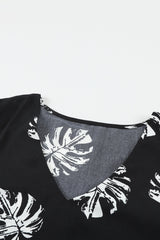 Botanical Print V-Neck Puff Sleeve Blouse - SHE BADDY© ONLINE WOMEN FASHION & CLOTHING STORE