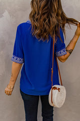 Embroidered V-Neck Top - SHE BADDY© ONLINE WOMEN FASHION & CLOTHING STORE