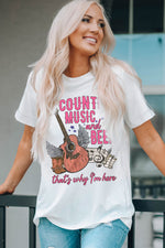 COUNTRY MUSIC & BEER Round Neck Tee - SHE BADDY© ONLINE WOMEN FASHION & CLOTHING STORE