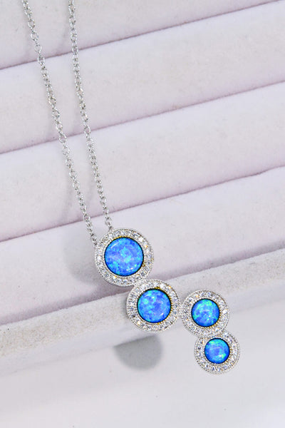 Opal Round Pendant Chain-Link Necklace - SHE BADDY© ONLINE WOMEN FASHION & CLOTHING STORE