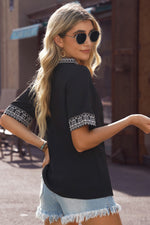 Embroidered V-Neck Top - SHE BADDY© ONLINE WOMEN FASHION & CLOTHING STORE