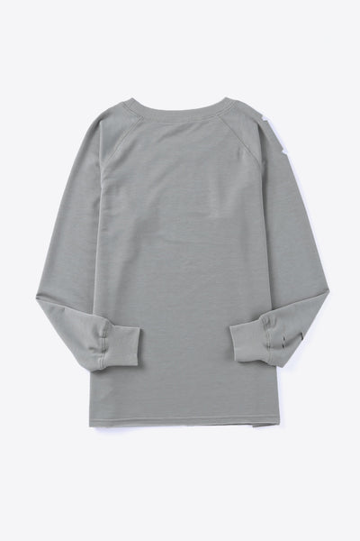 Distressed Long Raglan Sleeve Top - SHE BADDY© ONLINE WOMEN FASHION & CLOTHING STORE