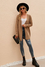 Openwork Horizontal Ribbing Open Front Cardigan - SHE BADDY© ONLINE WOMEN FASHION & CLOTHING STORE