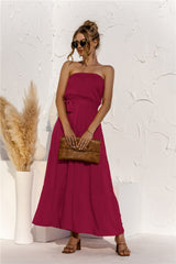 Strapless Tie Waist Tiered Maxi Dress - SHE BADDY© ONLINE WOMEN FASHION & CLOTHING STORE