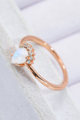 18K Rose Gold-Plated Pear Shape Natural Moonstone Ring - SHE BADDY© ONLINE WOMEN FASHION & CLOTHING STORE