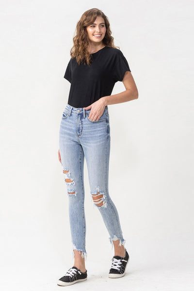 Lovervet Full Size Lauren Distressed High Rise Skinny Jeans - SHE BADDY© ONLINE WOMEN FASHION & CLOTHING STORE